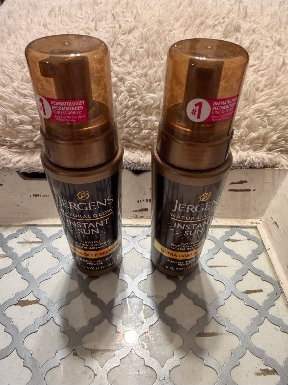 Jergens Natural Glow Instant Sun Mousse Ultra Deep Bronze (Brown, Gold)set of 2
